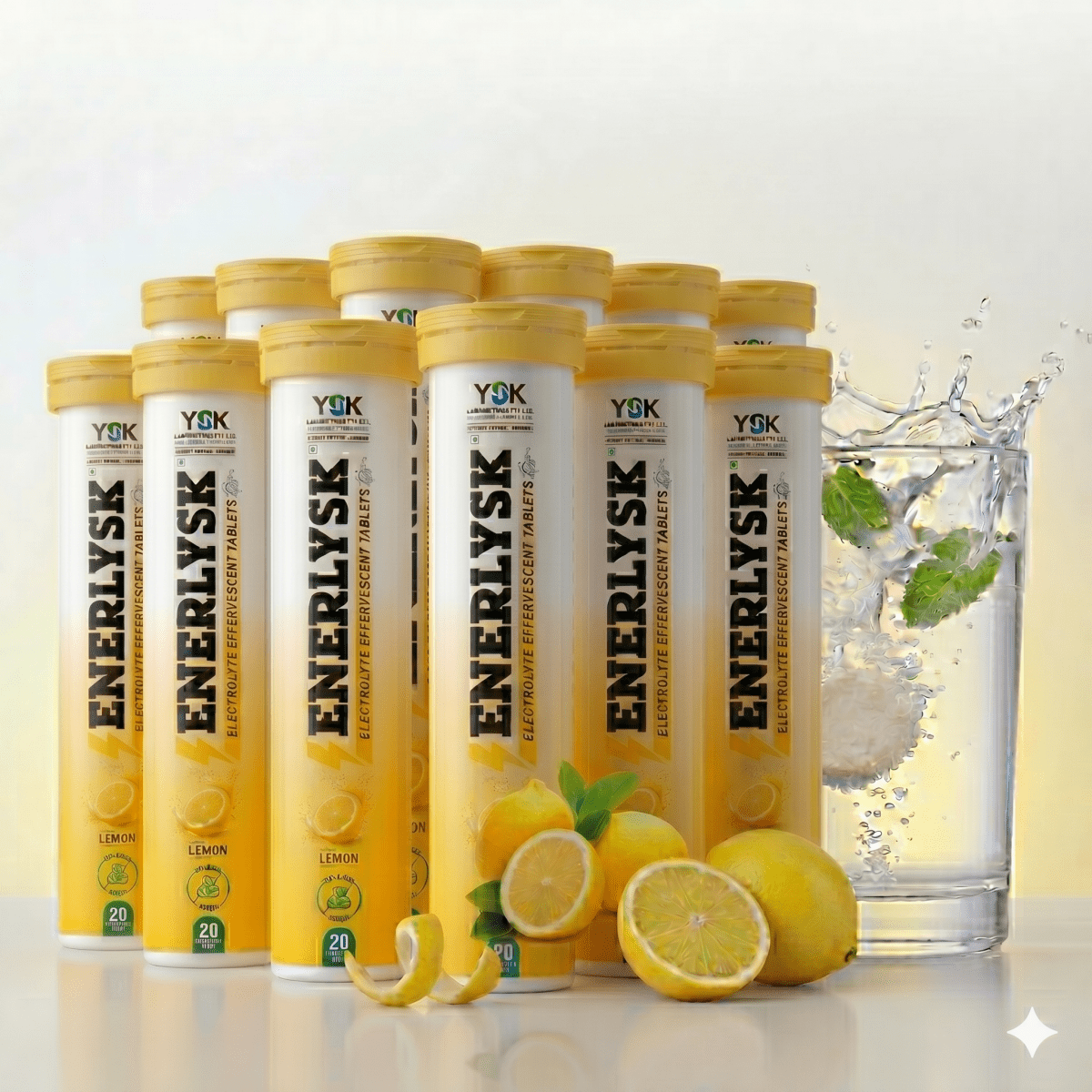 Sugar Free Electrolyte Effervescent Tablets | Refreshing Lemon Flavor | ENERLYSK - ENERLYSK