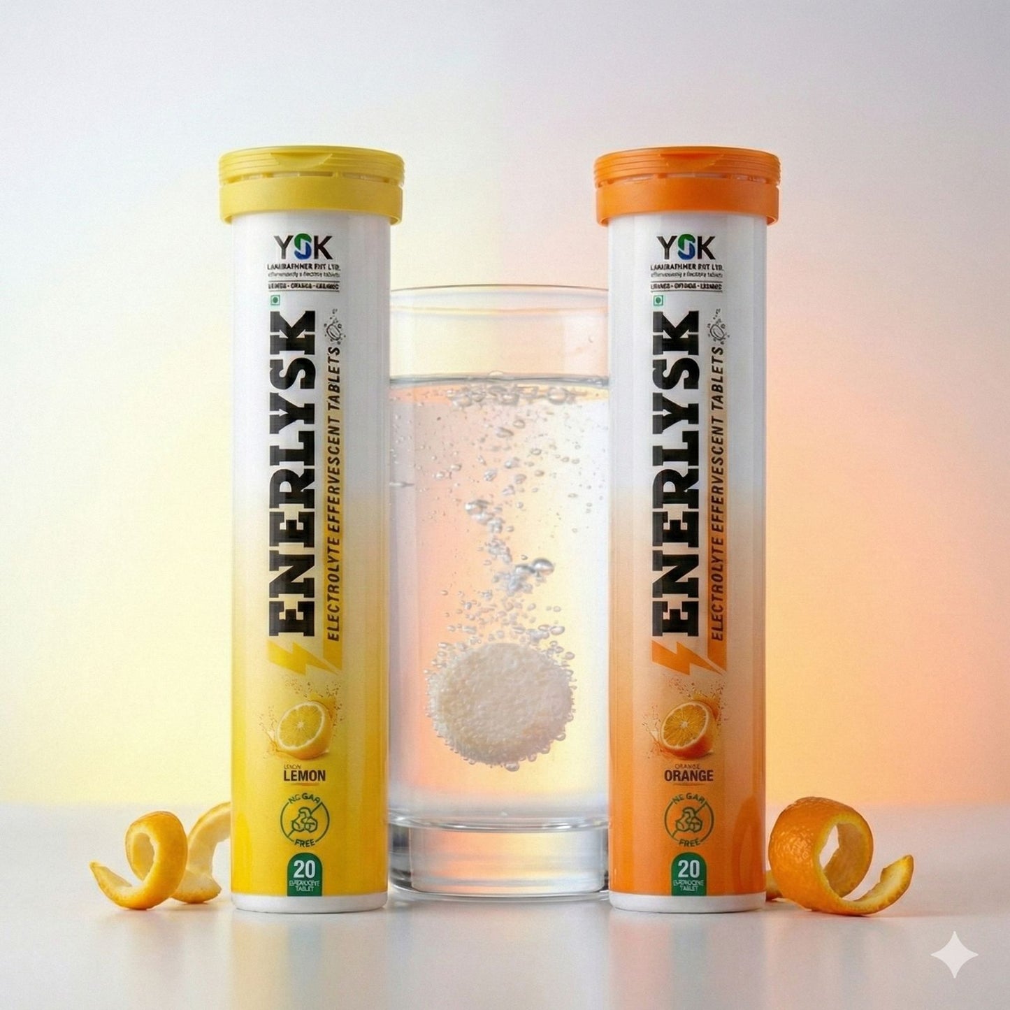 Sugar Free Electrolyte Tablets – Pack of 2 Tubes (1 Orange + 1 Lemon) | ENERLYSK