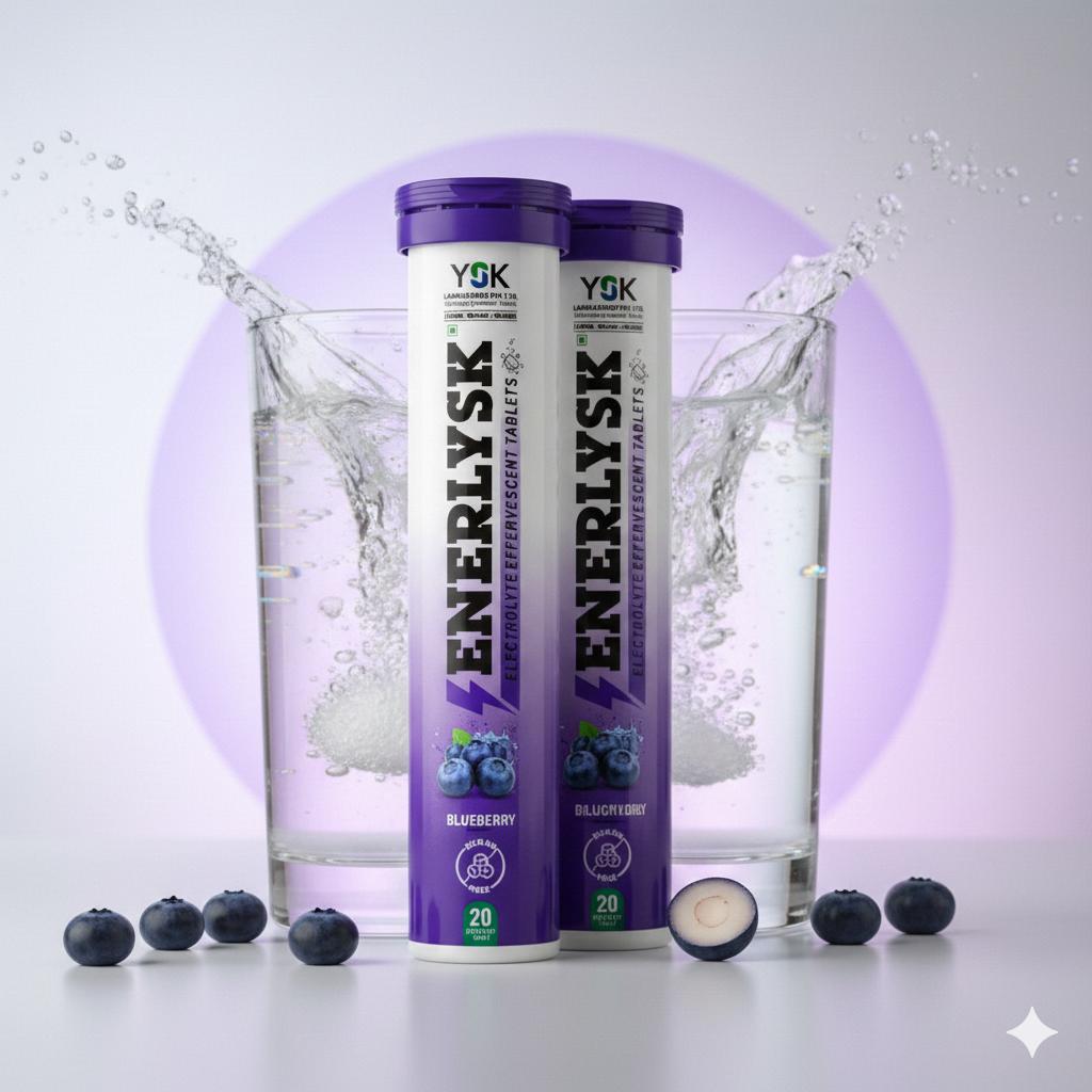 Sugar Free Electrolyte Tablets – Pack of 2 Tubes | Breezy Blueberry | ENERLYSK
