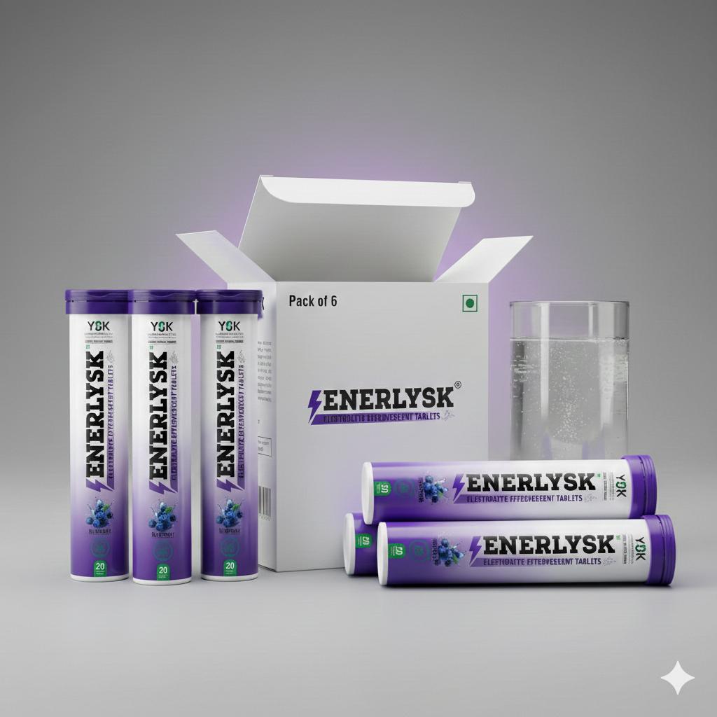 Sugar Free Electrolyte Tablets – 6 Month Pack (6 Tubes) | Breezy Blueberry | ENERLYSK