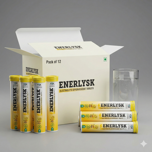 Sugar Free Electrolyte Tablets – 12 Month Pack (12 Tubes) | ENERLYSK – Refreshing Lemon