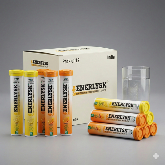 Sugar Free Electrolyte Tablets – 12 Month Hydration Pack (12 Tubes - 6 Lemon + 6 Orange) | Lemon & Orange | ENERLYSK