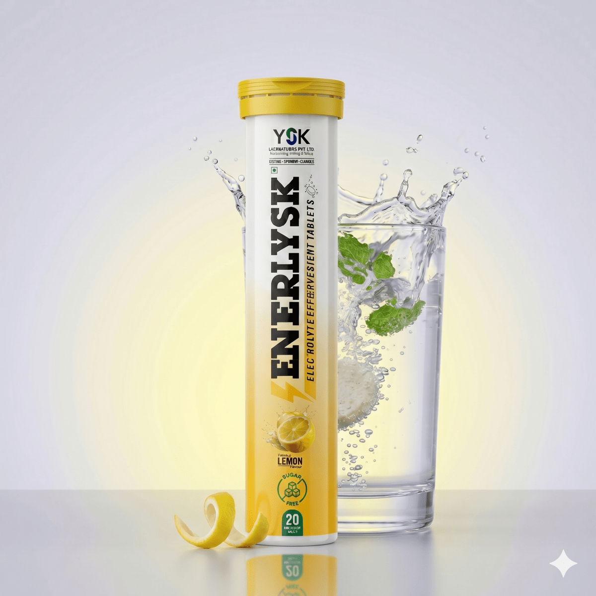 Sugar Free Electrolyte Effervescent Tablets | Refreshing Lemon Flavor | ENERLYSK - ENERLYSK