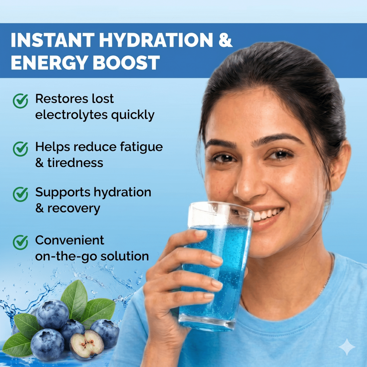 Sugar Free Electrolyte Effervescent Tablets| Breezy Blueberry | ENERLYSK - ENERLYSK