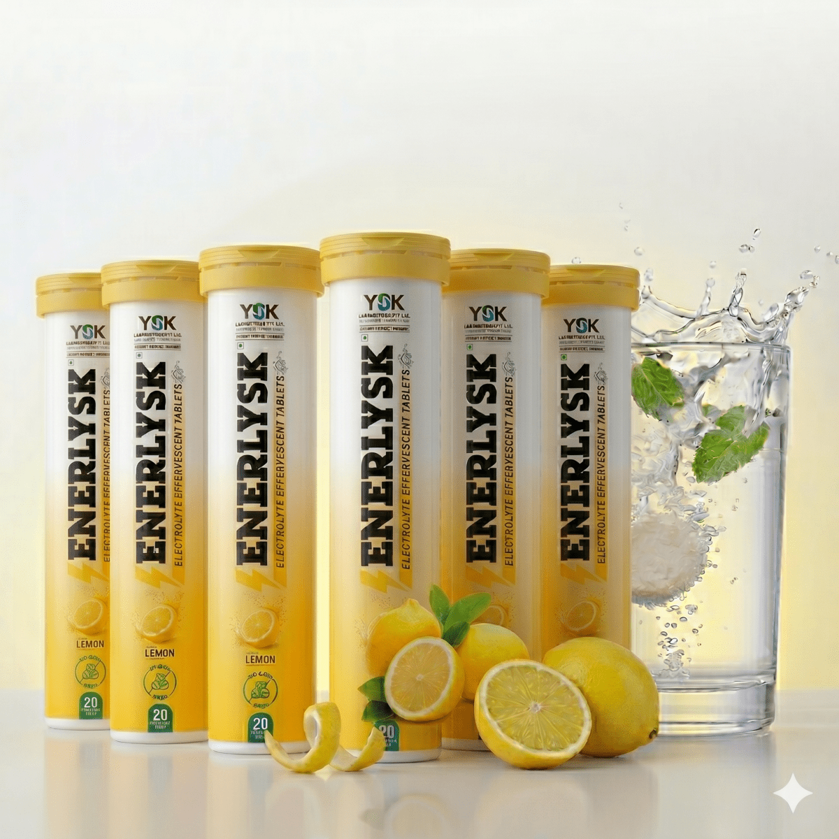 Sugar Free Electrolyte Effervescent Tablets | Refreshing Lemon Flavor | ENERLYSK - ENERLYSK