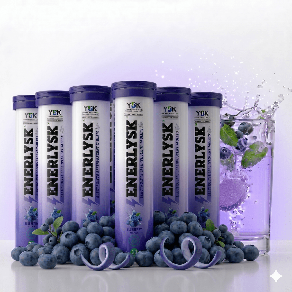 Sugar Free Electrolyte Effervescent Tablets| Breezy Blueberry | ENERLYSK - ENERLYSK
