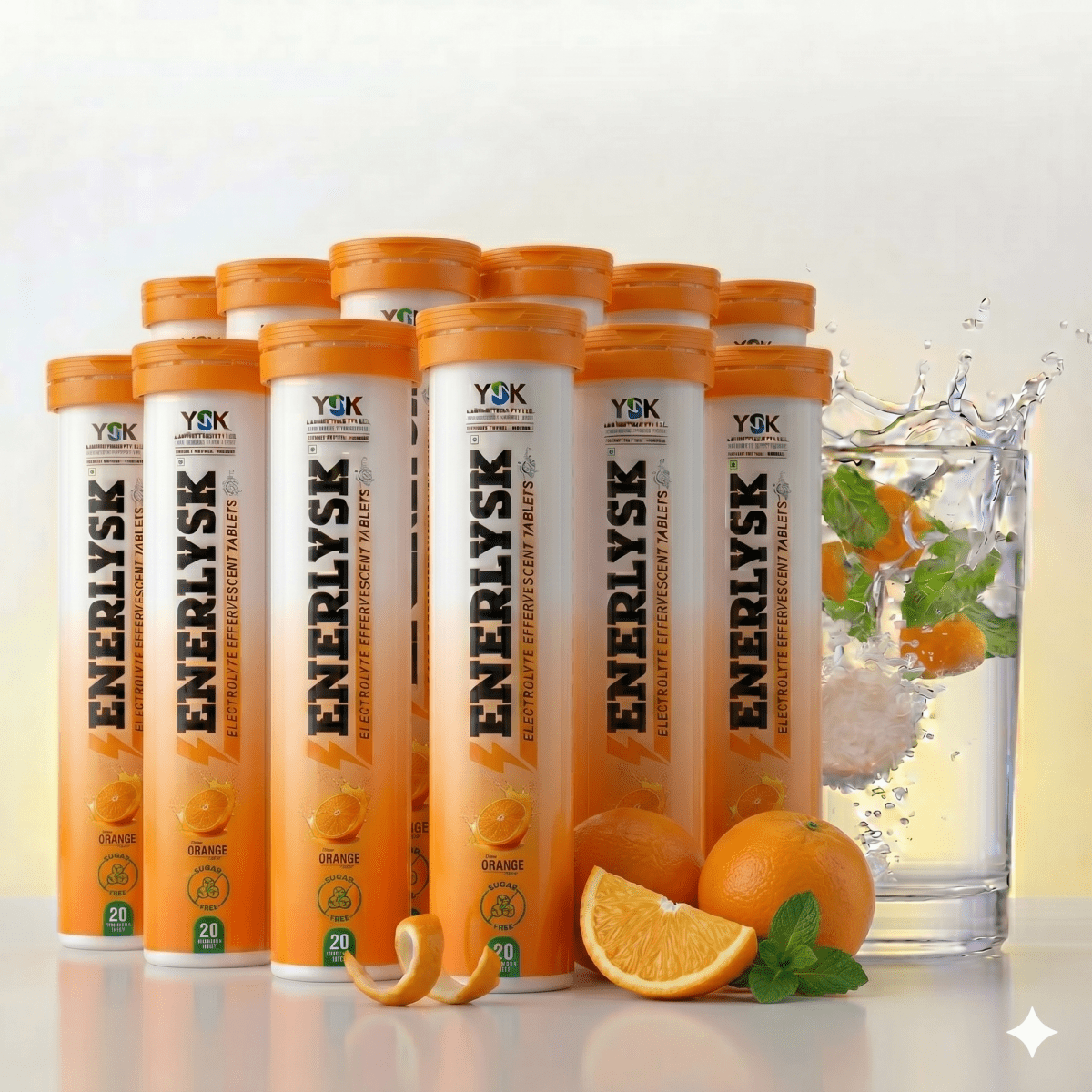 ENERLYSK zesty orange sugar-free electrolyte tablets 20 servings per tube