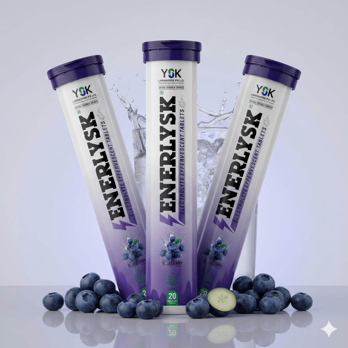 Sugar Free Electrolyte Effervescent Tablets| Breezy Blueberry | ENERLYSK - ENERLYSK