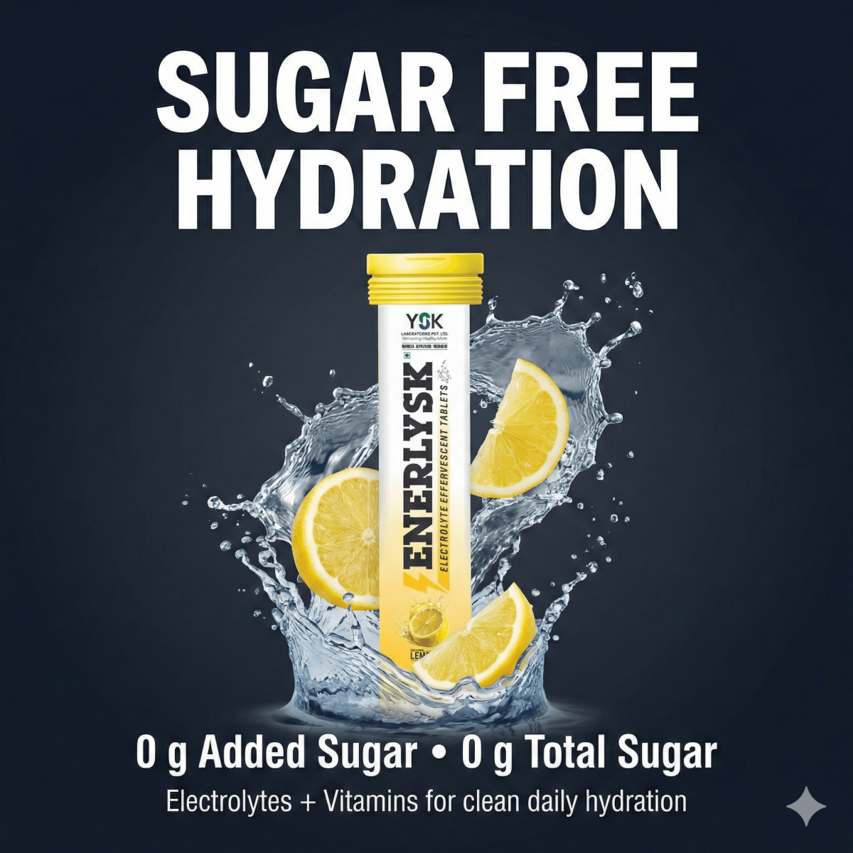 Sugar Free Electrolyte Effervescent Tablets | Refreshing Lemon Flavor | ENERLYSK - ENERLYSK