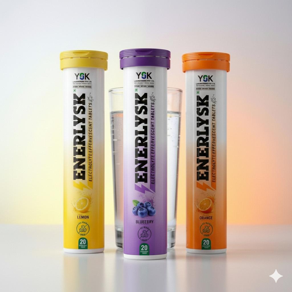 Sugar Free Electrolyte Tablets – Pack of 3 Tubes (1 Lemon + 1 Orange + 1 Blueberry) | ENERLYSK