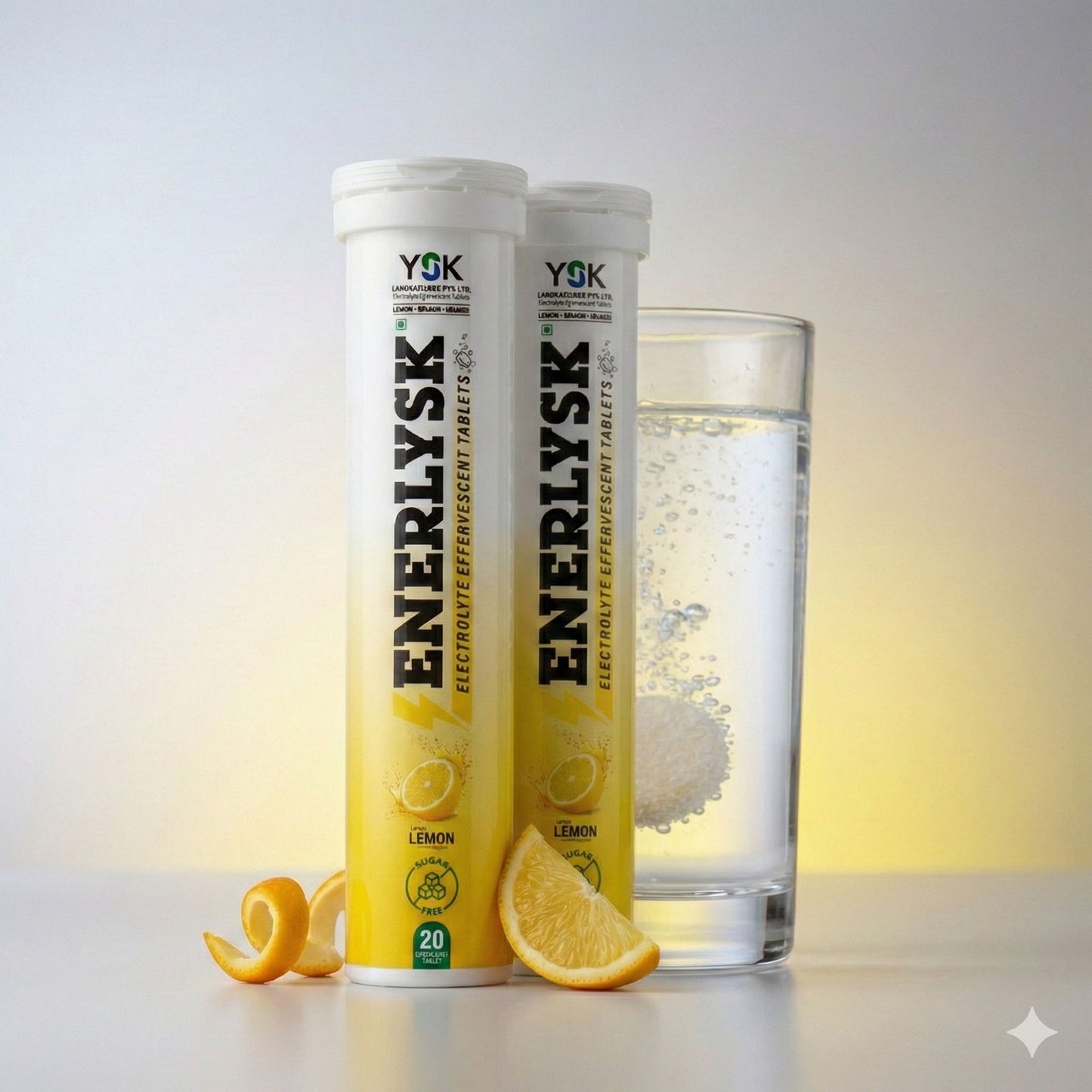 Sugar Free Electrolyte Tablets – Pack of 2 Tubes | Refreshing Lemon | ENERLYSK